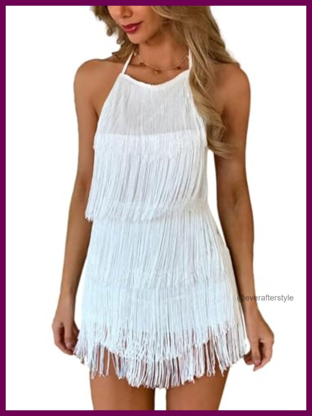 Ella Lust Women's Fringe Halter Romper Backless Western Concert Jumpsuit